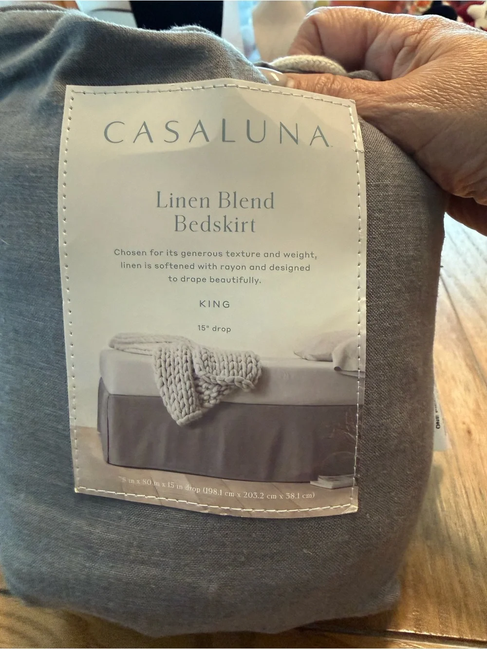 Target CASA LUNA Metal Gray King Bedskirt 15” drop Linen Blend